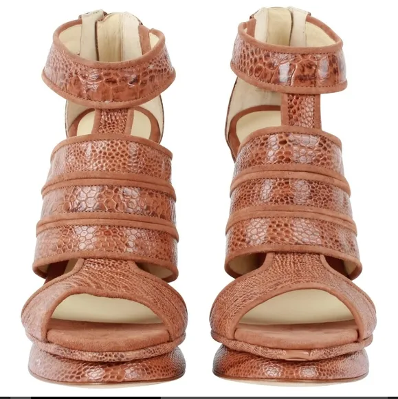 Alexandre Birman Snakeskin Sandals Brown
