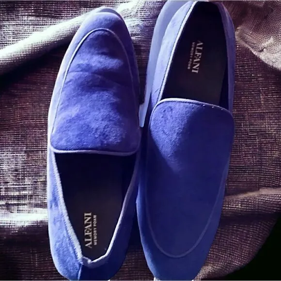 ALFANI Loafer Slip-On   Men ASHER VELVET Driver NAVY ITALIAN MADE Sz 13W