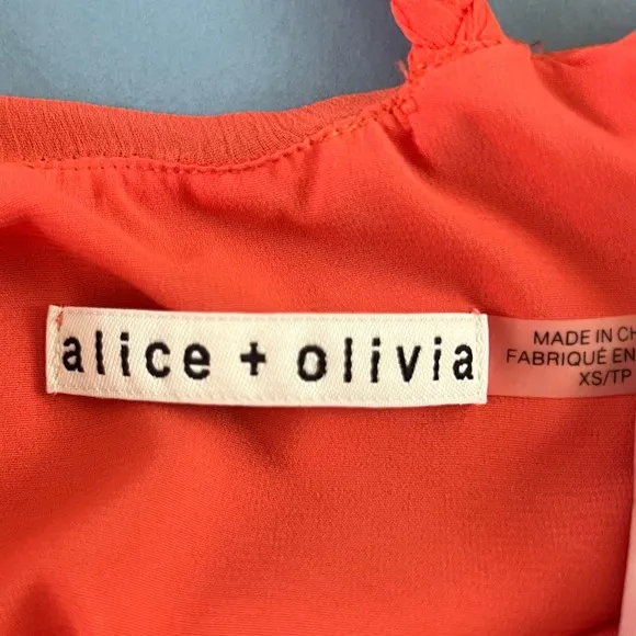 Alice   Olivia Katey Tangerine Orange Chiffon Braided Halter Dress