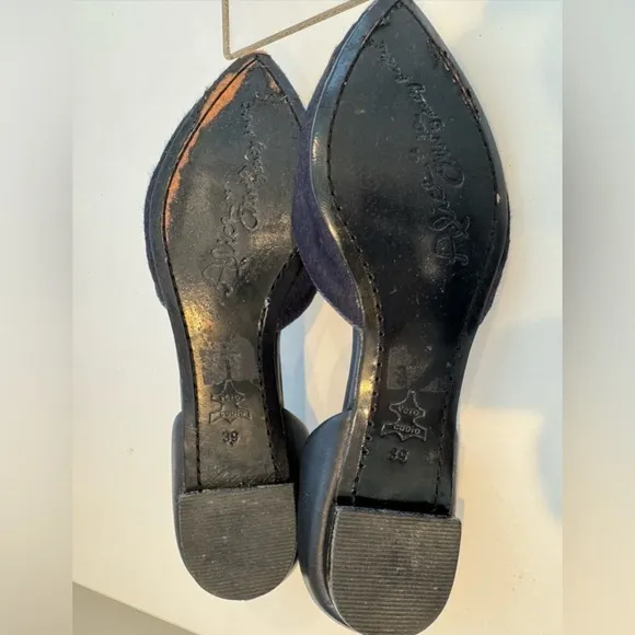 ALICE OLIVIA Womens Navy/Black D Orsay Hilary Toe Slip On Leather Flats …