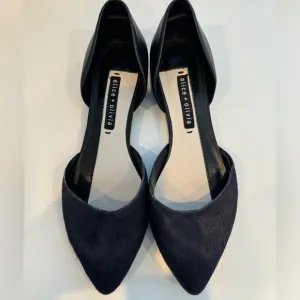 ALICE OLIVIA Womens Navy/Black D Orsay Hilary Toe Slip On Leather Flats …