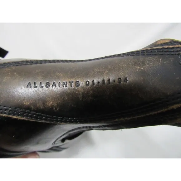 All Saints Brown Leather Distressed Jonboy Chelsea Boots Size 10 EUC