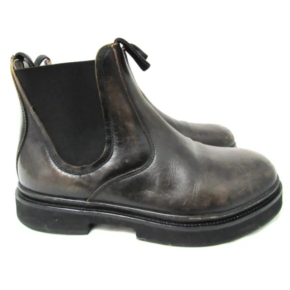 All Saints Brown Leather Distressed Jonboy Chelsea Boots Size 10 EUC