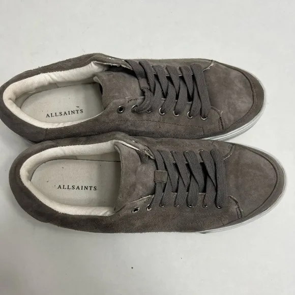All Saints Trish Taupe Suede Platform Sneakers