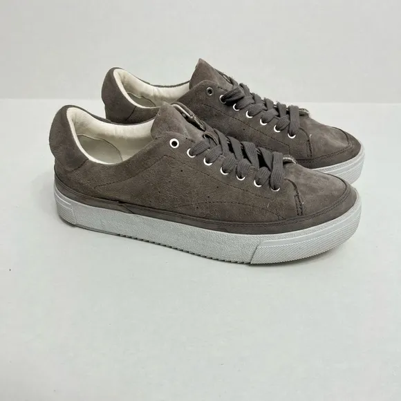All Saints Trish Taupe Suede Platform Sneakers