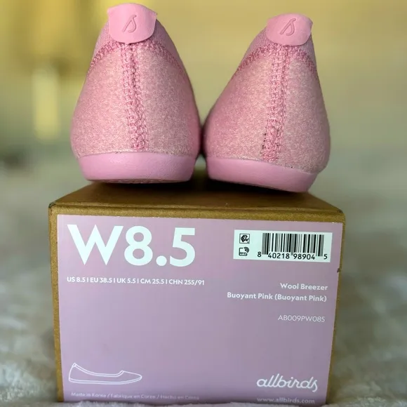 ALLBIRDS NIB Ballet Flats Wool Breezers Buoyant Pink--8.5