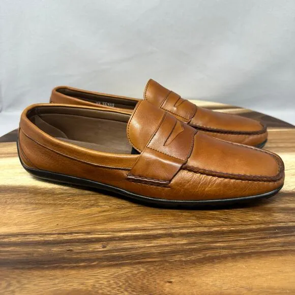 ALLEN EDMONDS 8 3E Wide Brooker Loafers Driving Shoes Tan Leather Brown Slip On