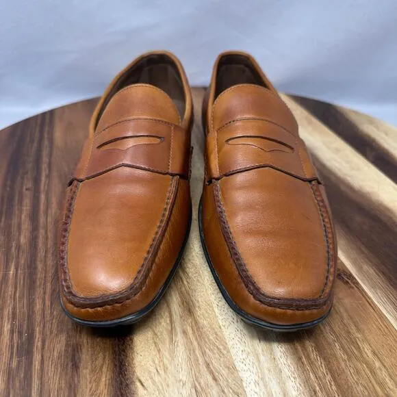ALLEN EDMONDS 8 3E Wide Brooker Loafers Driving Shoes Tan Leather Brown Slip On