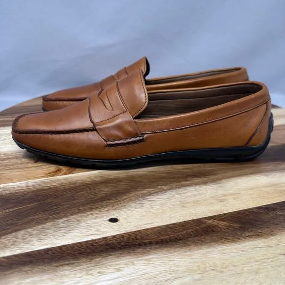 ALLEN EDMONDS 8 3E Wide Brooker Loafers Driving Shoes Tan Leather Brown Slip On