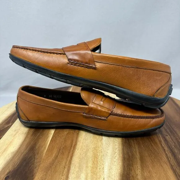 ALLEN EDMONDS 8 3E Wide Brooker Loafers Driving Shoes Tan Leather Brown Slip On