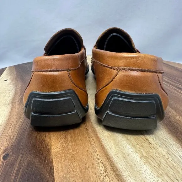 ALLEN EDMONDS 8 3E Wide Brooker Loafers Driving Shoes Tan Leather Brown Slip On