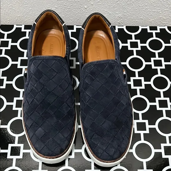 Allen Edmonds Alpha Woven Loafers Men Size 10.5 Blue Suede Slip On Comfort Shoes