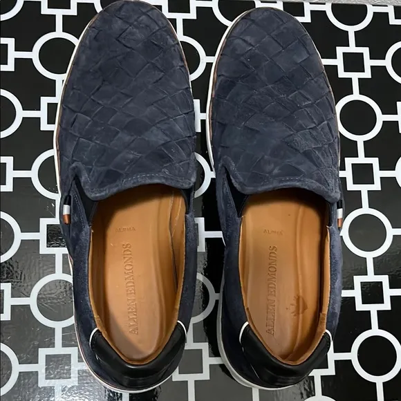 Allen Edmonds Alpha Woven Loafers Men Size 10.5 Blue Suede Slip On Comfort Shoes