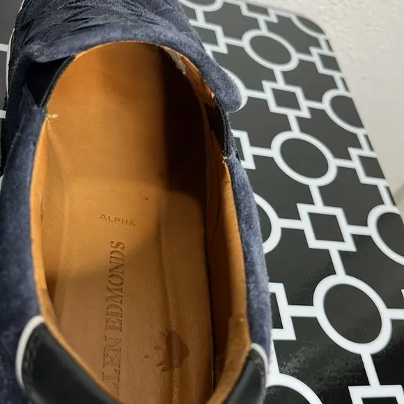 Allen Edmonds Alpha Woven Loafers Men Size 10.5 Blue Suede Slip On Comfort Shoes
