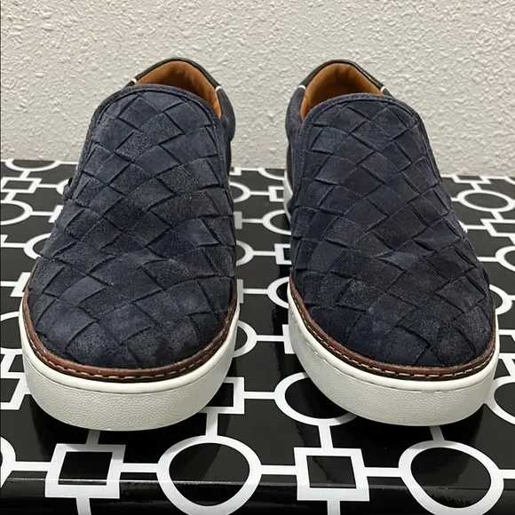Allen Edmonds Alpha Woven Loafers Men Size 10.5 Blue Suede Slip On Comfort Shoes
