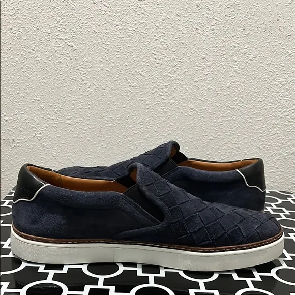 Allen Edmonds Alpha Woven Loafers Men Size 10.5 Blue Suede Slip On Comfort Shoes