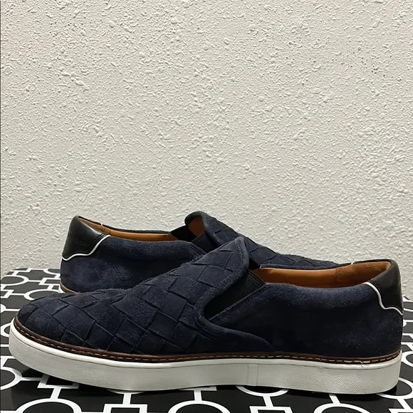 Allen Edmonds Alpha Woven Loafers Men Size 10.5 Blue Suede Slip On Comfort Shoes