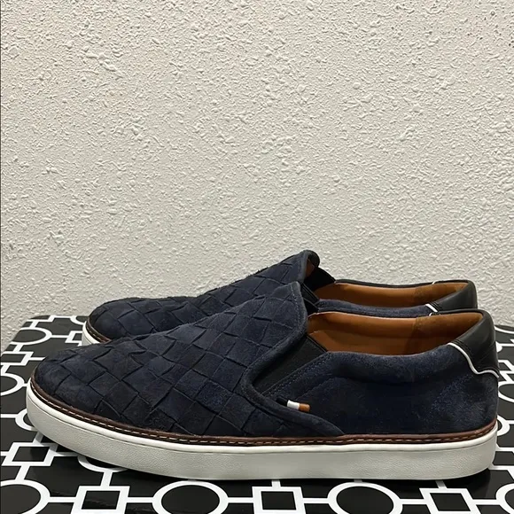 Allen Edmonds Alpha Woven Loafers Men Size 10.5 Blue Suede Slip On Comfort Shoes