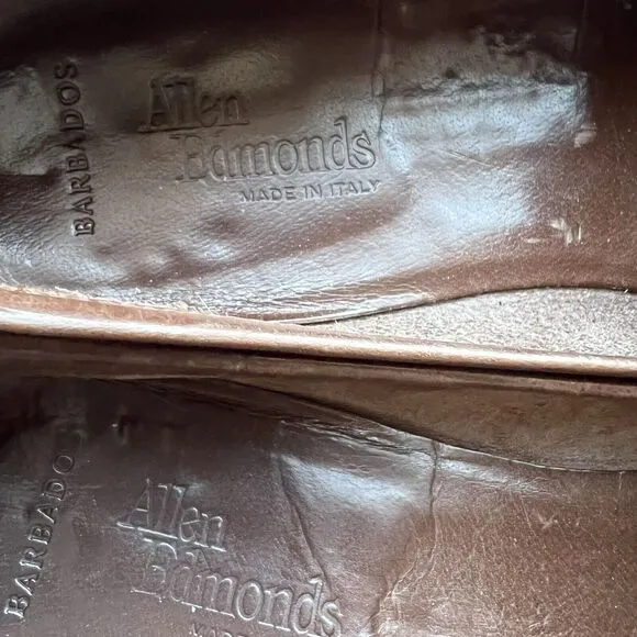 Allen Edmonds Barbados Brown Woven Leather Penny Loafers Men 9.5 Designer Casual