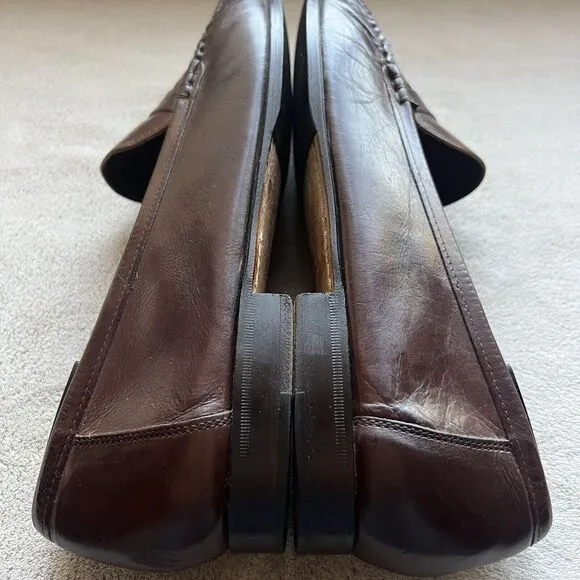 Allen Edmonds Barbados Brown Woven Leather Penny Loafers Men 9.5 Designer Casual