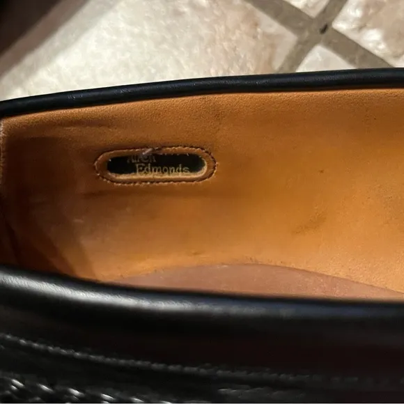 Allen Edmonds Black Leather Cody Woven Kiltie Tassel Loafers Size 12 D