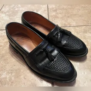 Allen Edmonds Black Leather Cody Woven Kiltie Tassel Loafers Size 12 D