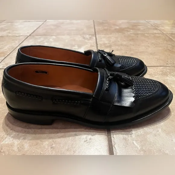 Allen Edmonds Black Leather Cody Woven Kiltie Tassel Loafers Size 12 D