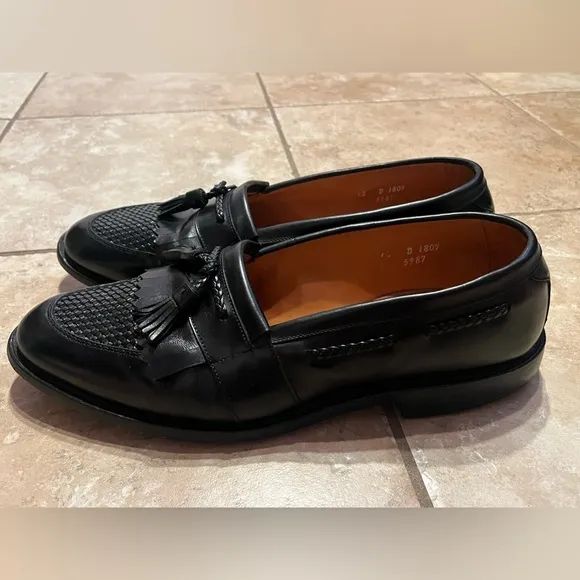 Allen Edmonds Black Leather Cody Woven Kiltie Tassel Loafers Size 12 D