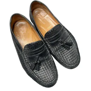 Allen Edmonds Black Woven Leather Tassel Oxford Loafers Mens 8.5D