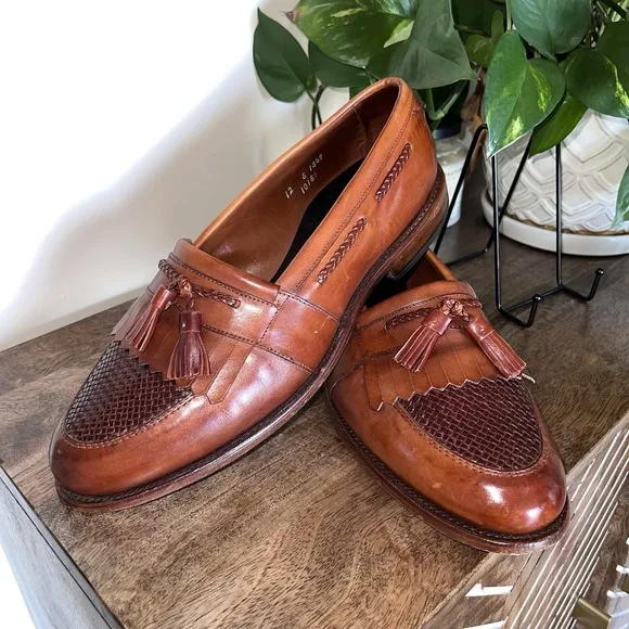 Allen Edmonds Cody 9375 Brown Kiltie Tasseled &amp; Woven Loafers 12D EUC