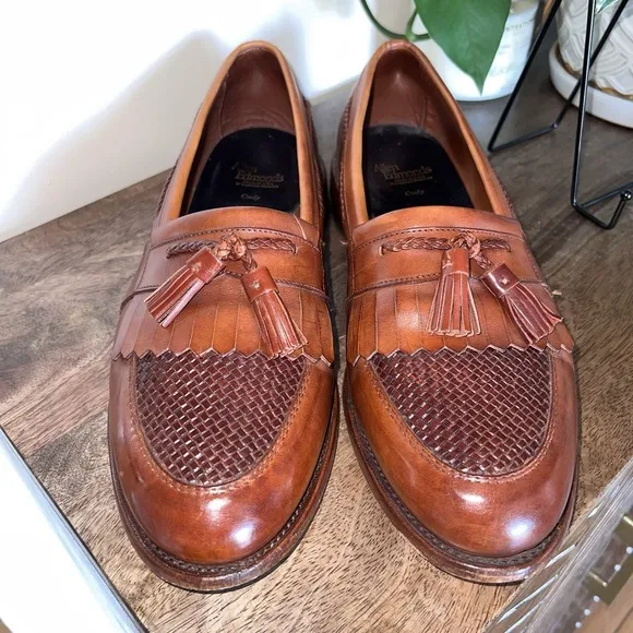 Allen Edmonds Cody 9375 Brown Kiltie Tasseled &amp; Woven Loafers 12D EUC