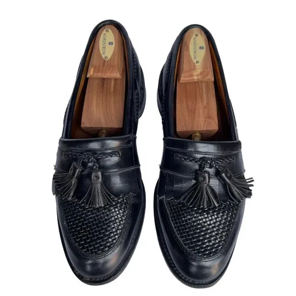Allen Edmonds CODY Black Leather Kiltie Tassel Woven Loafers US Made Size 9 D