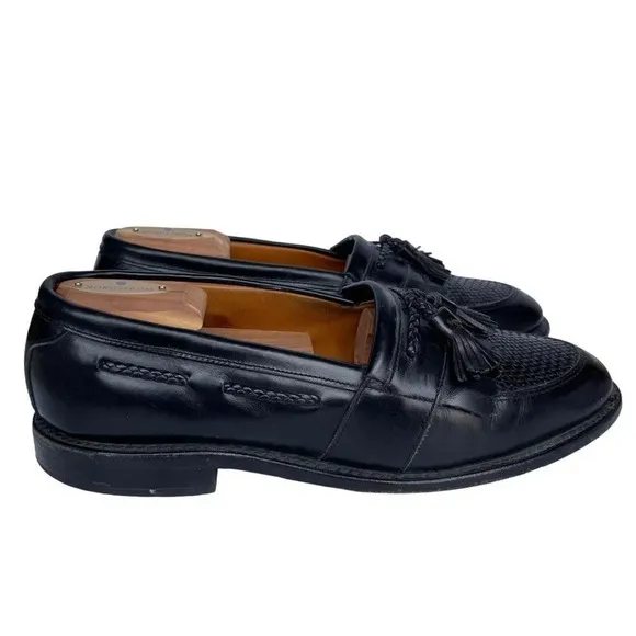 Allen Edmonds CODY Black Leather Kiltie Tassel Woven Loafers US Made Size 9 D