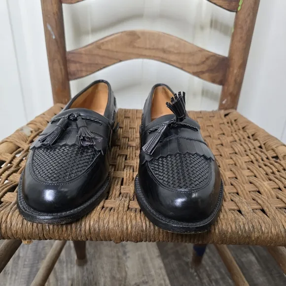 Allen Edmonds‎ Cody Black Leather Tassel Loafers woven mens 9D