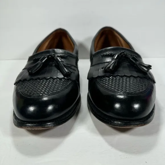 Allen Edmonds Cody Black Woven Leather Kiltie Tassel Loafers Men's Size 13 D