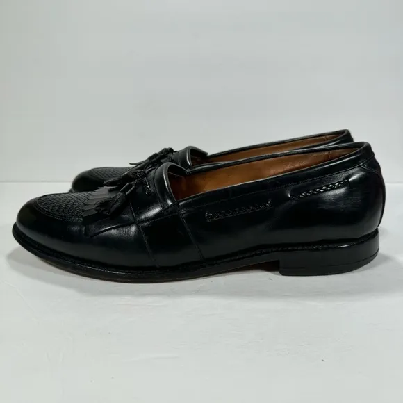 Allen Edmonds Cody Black Woven Leather Kiltie Tassel Loafers Men's Size 13 D