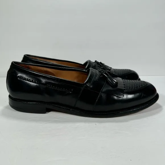 Allen Edmonds Cody Black Woven Leather Kiltie Tassel Loafers Men's Size 13 D