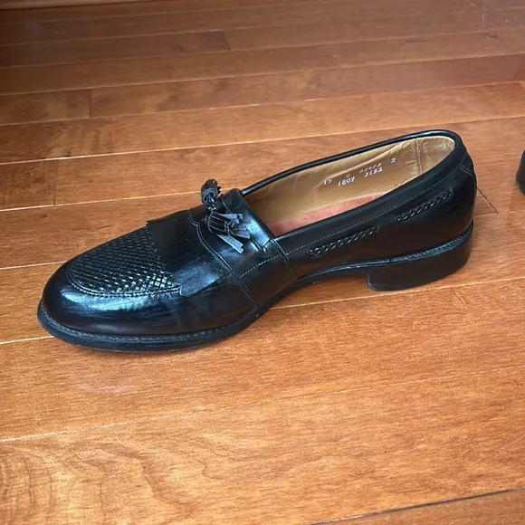 Allen Edmonds Cody Men's Black Woven Leather Tassel Loafers Size 12 D