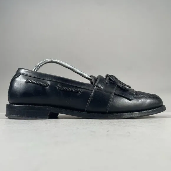 Allen Edmonds Cody Men’s Size 9.5 C Woven Black Leather Tassel Loafers Dress EUC