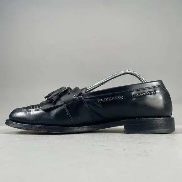 Allen Edmonds Cody Men’s Size 9.5 C Woven Black Leather Tassel Loafers Dress EUC