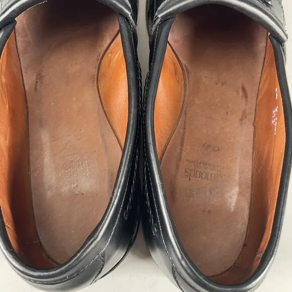 Allen Edmonds Cody Men’s Size 9.5 C Woven Black Leather Tassel Loafers Dress EUC