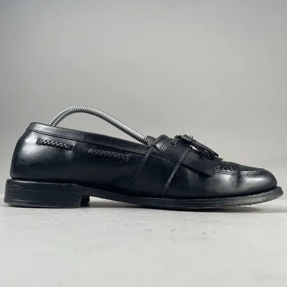 Allen Edmonds Cody Men’s Size 9.5 C Woven Black Leather Tassel Loafers Dress EUC