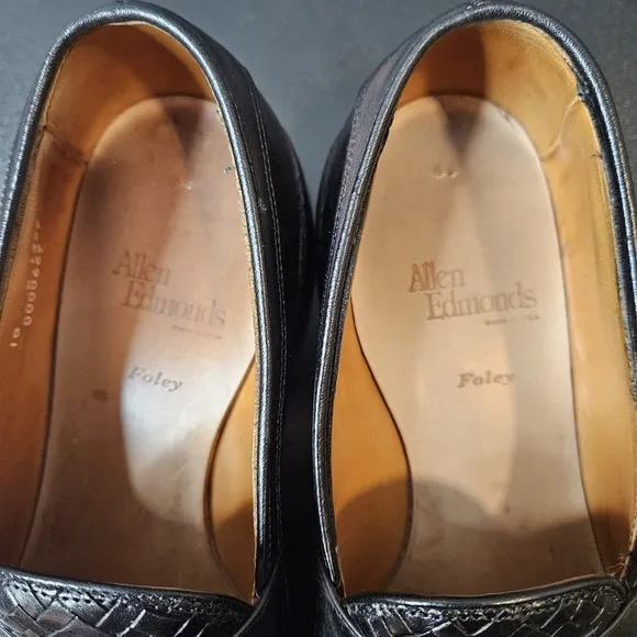 Allen Edmonds Foley Leather Slip On Shoes Woven Loafers Black Size 10