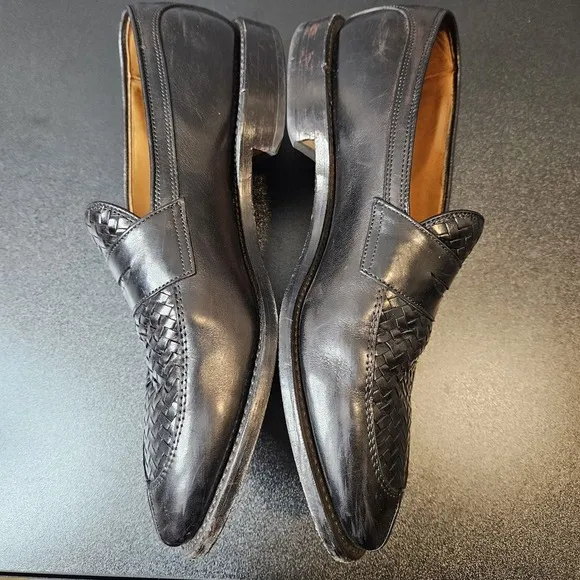 Allen Edmonds Foley Leather Slip On Shoes Woven Loafers Black Size 10