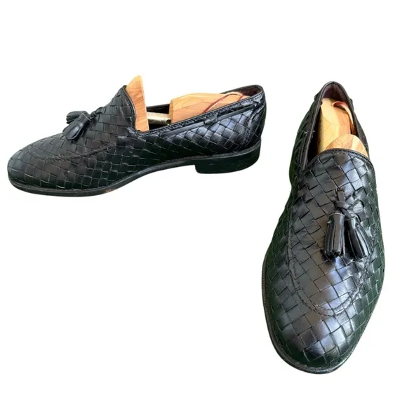 ALLEN EDMONDS Independance Palm Beach Men's Woven Loafers Tassel Black 10 D