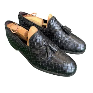 ALLEN EDMONDS Independance Palm Beach Men's Woven Loafers Tassel Black 10 D
