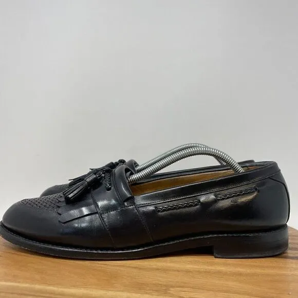 Allen Edmonds Loafers Mens 10.5 D Black Leather Cody Tassel Kiltie Woven Shoes