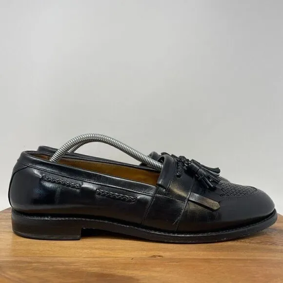 Allen Edmonds Loafers Mens 10.5 D Black Leather Cody Tassel Kiltie Woven Shoes