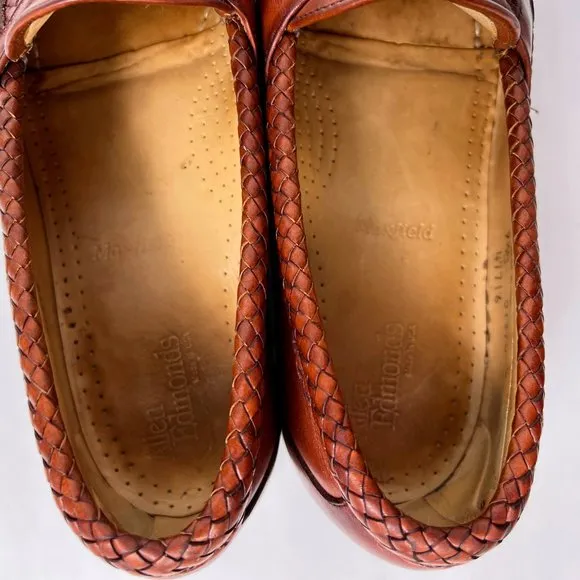 Allen Edmonds Maxfield Brown Woven Leather Slip On Comfort Tassel Loafers 9.5 B