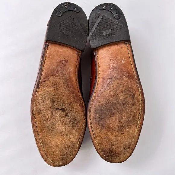 Allen Edmonds Maxfield Brown Woven Leather Slip On Comfort Tassel Loafers 9.5 B